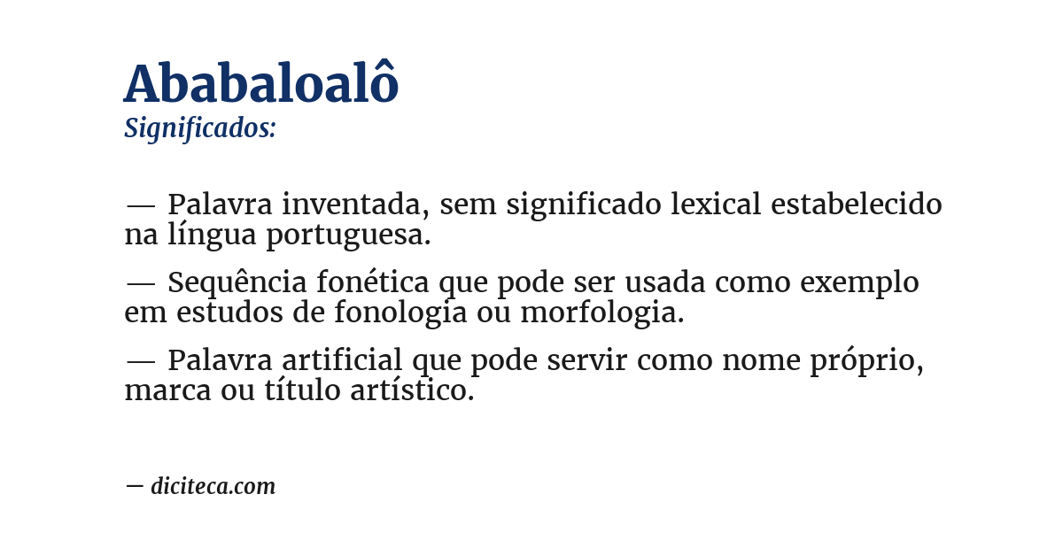 Significado de ababaloalô