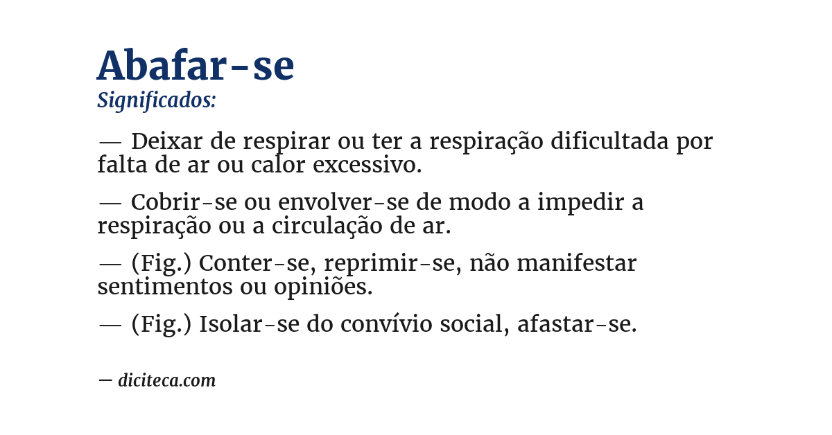 Significado de abafar-se