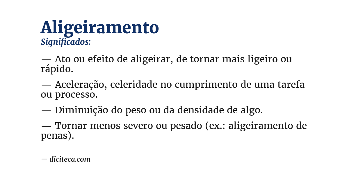 Significado de aligeiramento