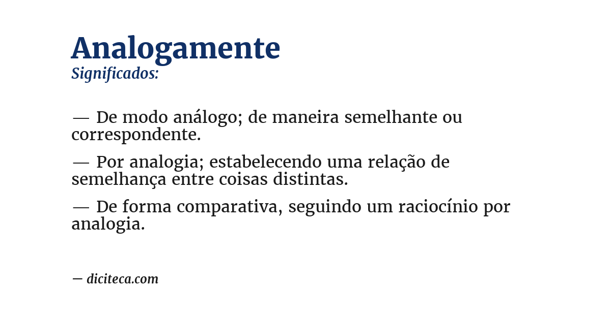 Significado de analogamente