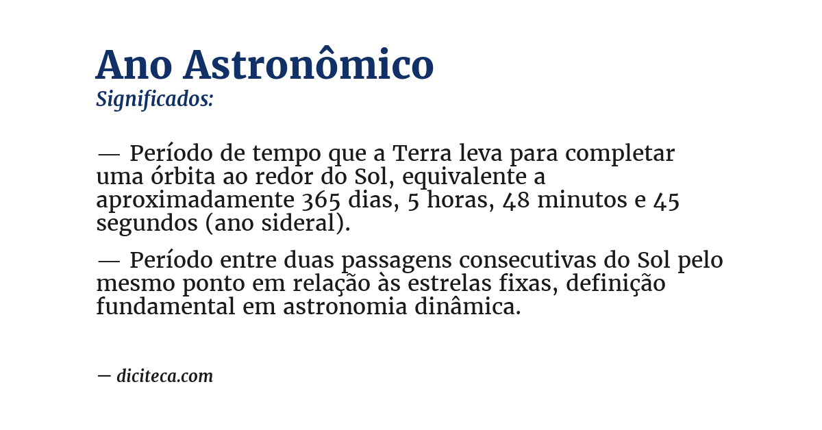 Significado de ano astronômico