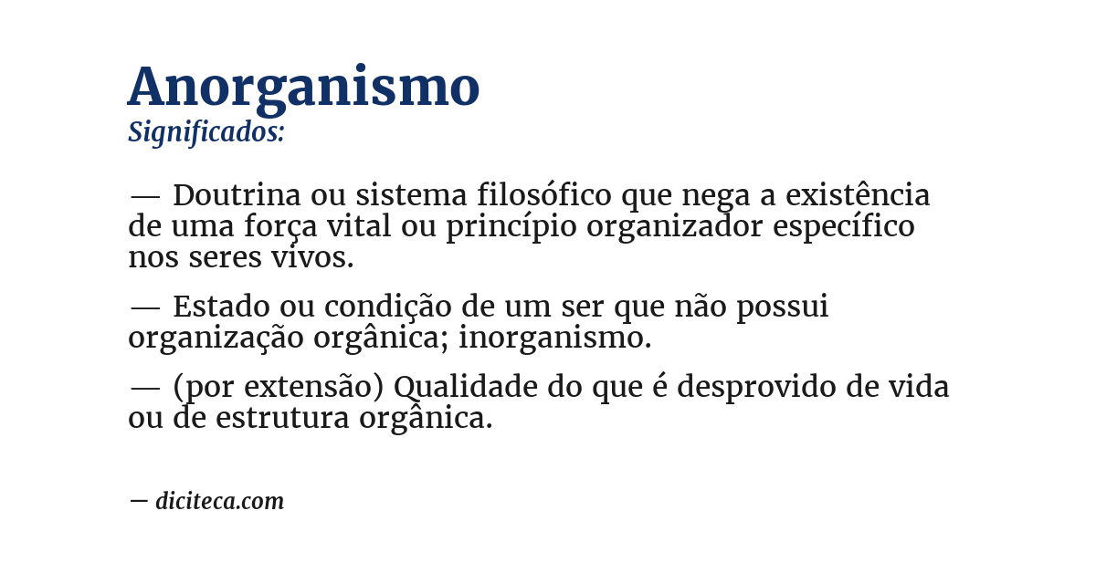 Significado de anorganismo