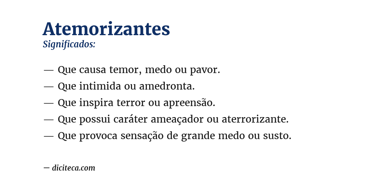 Significado de atemorizantes