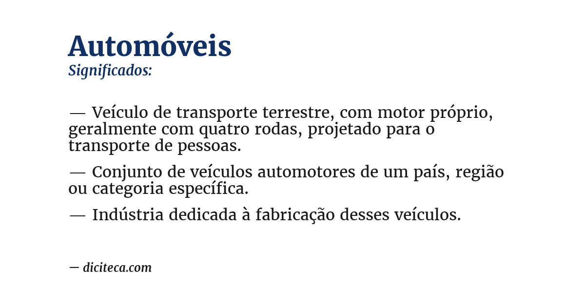 Significado de automóveis
