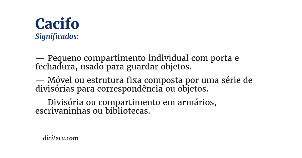 Significado de cacifo