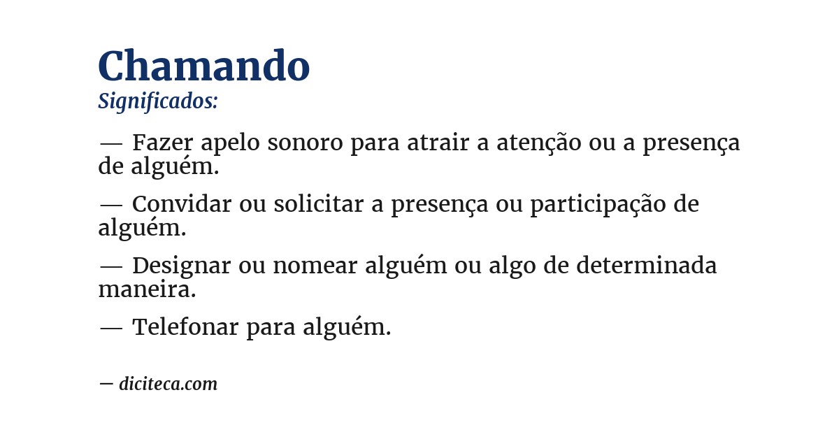 Significado de chamando