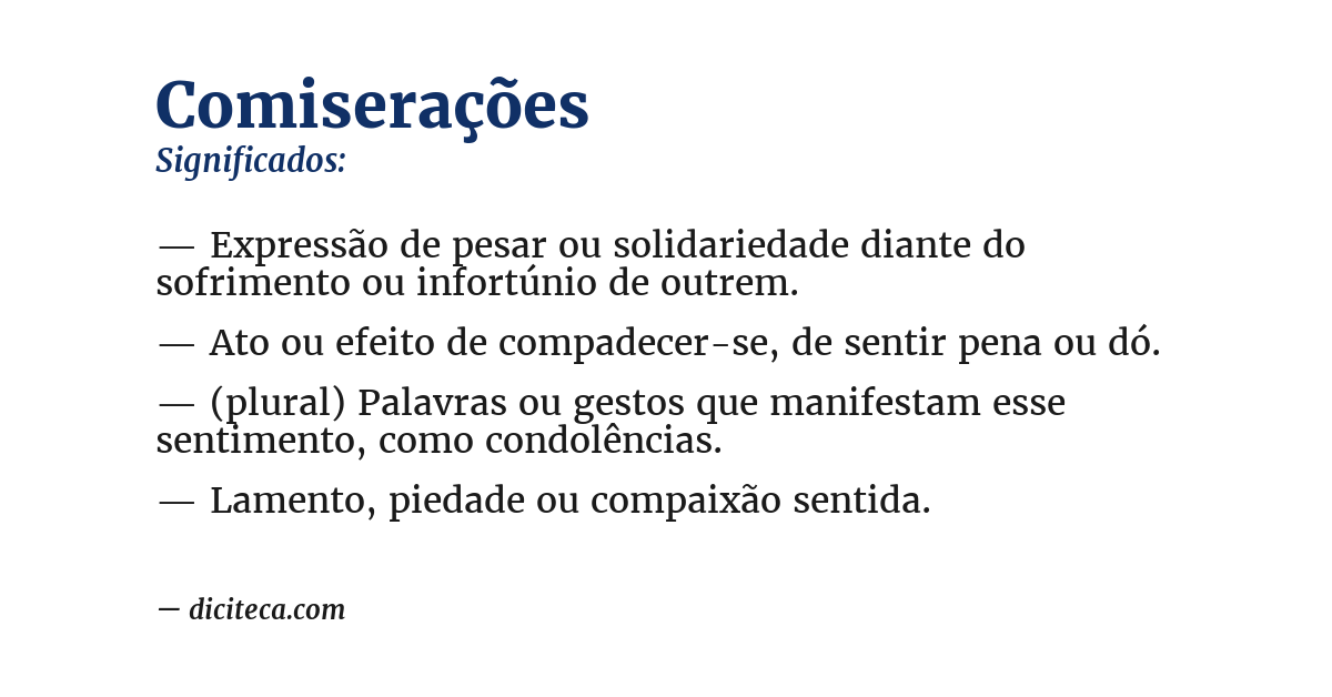 Significado de comiserações