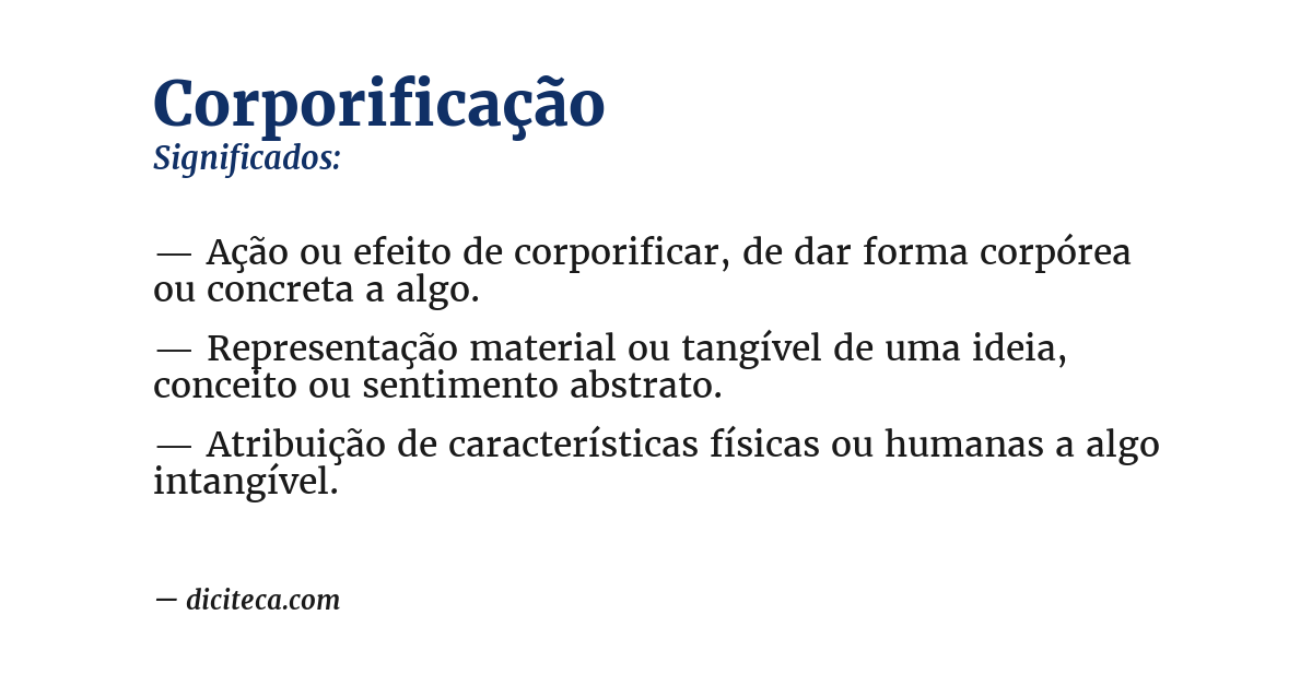 Significado de corporificação