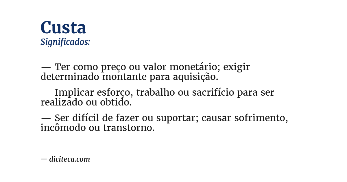 Significado de custa