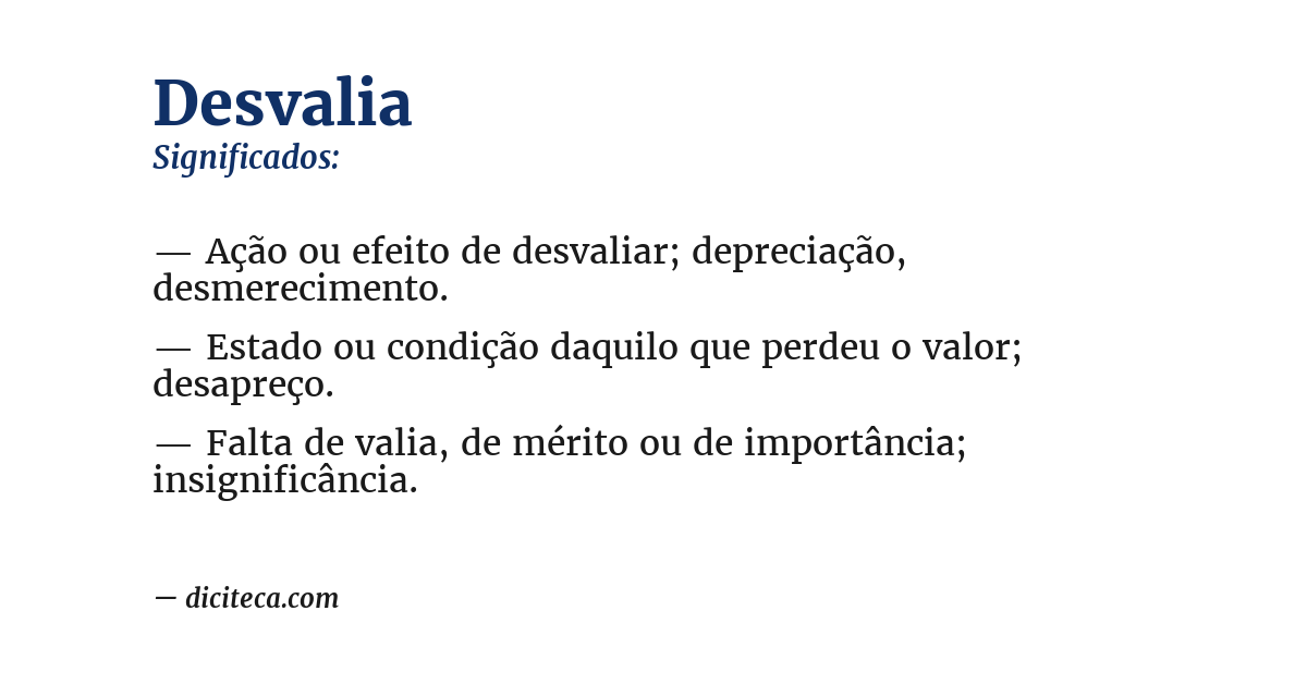 Significado de desvalia