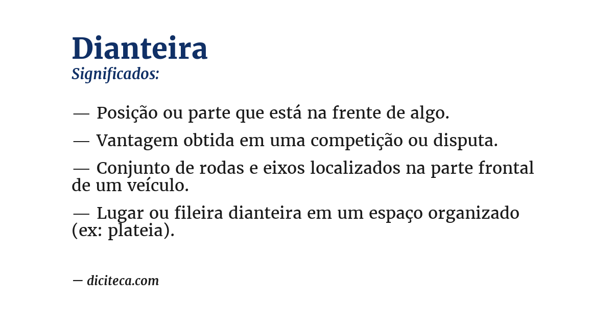 Significado de dianteira
