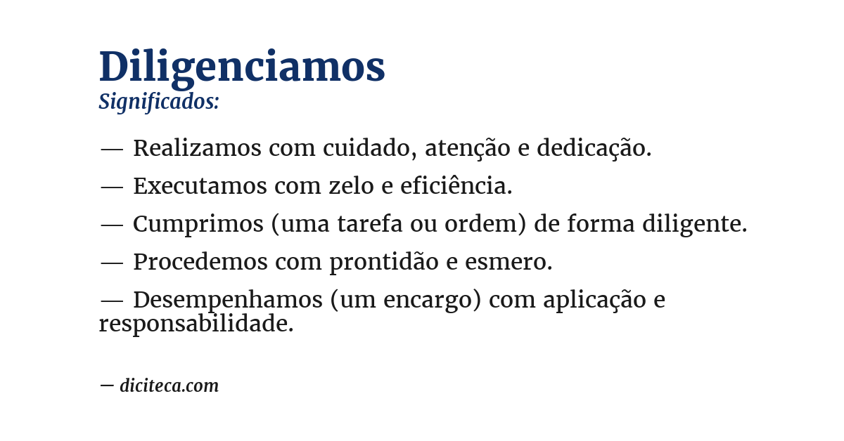 Significado de diligenciamos