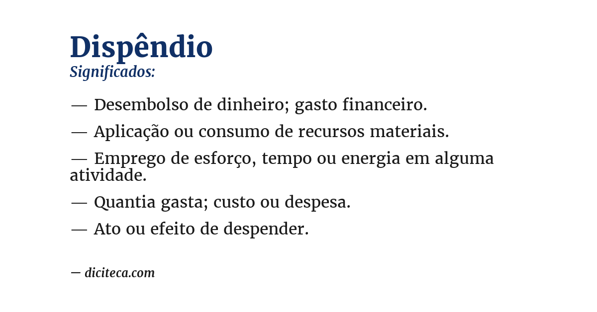 Significado de dispêndio