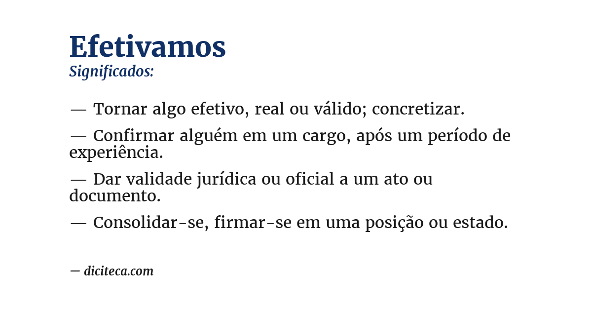 Significado de efetivamos