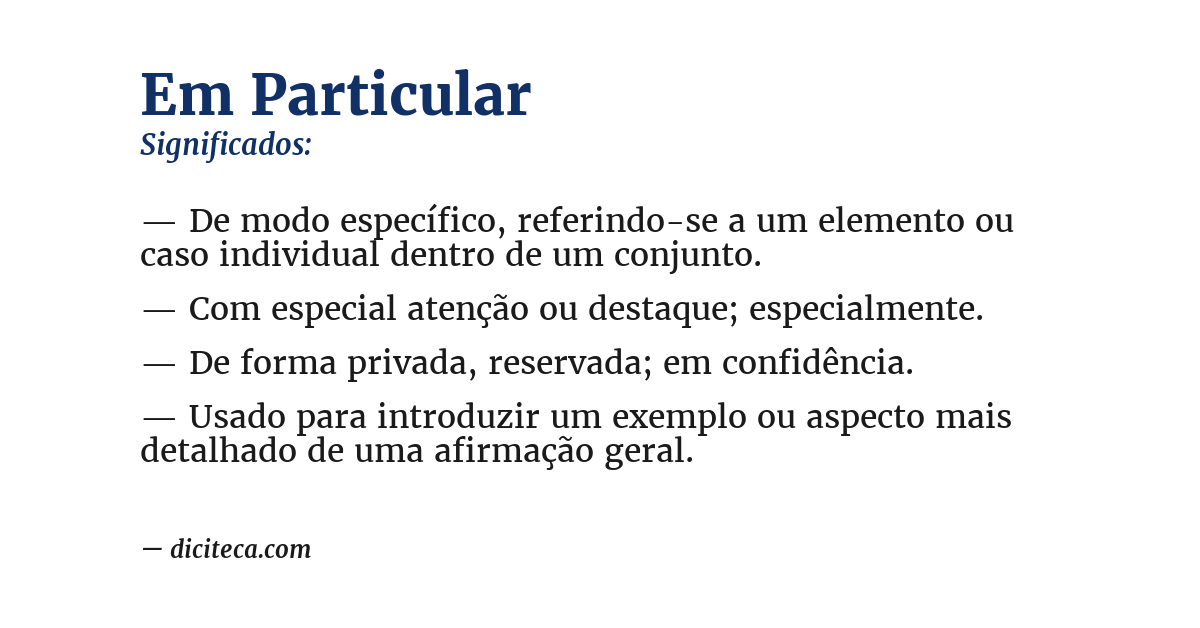 Significado de em particular