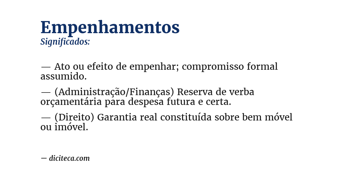 Significado de empenhamentos
