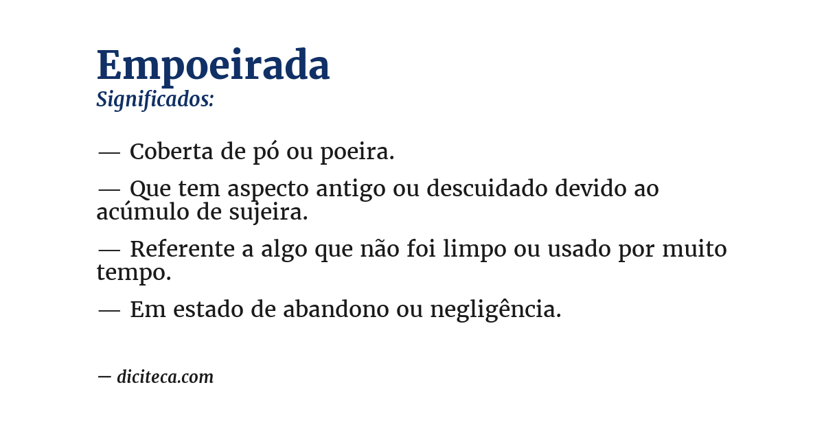 Significado de empoeirada