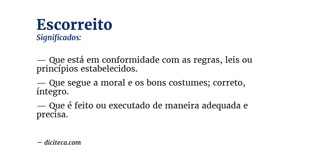 Significado de escorreito