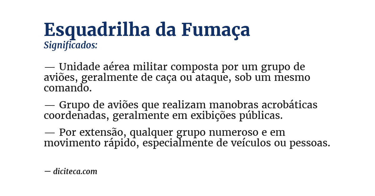 Significado de esquadrilha da fumaça