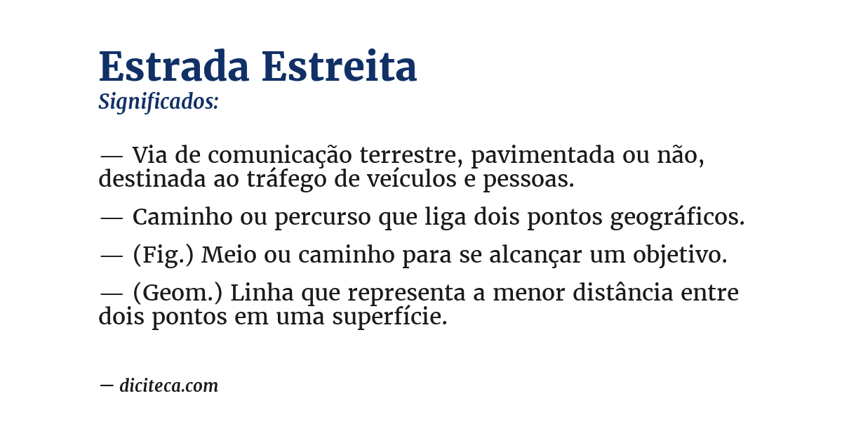 Significado de estrada estreita