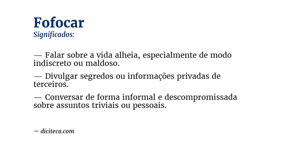 Significado de fofocar