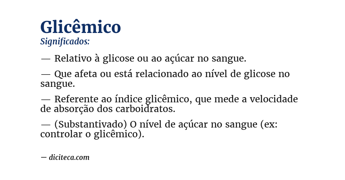 Significado de glicêmico