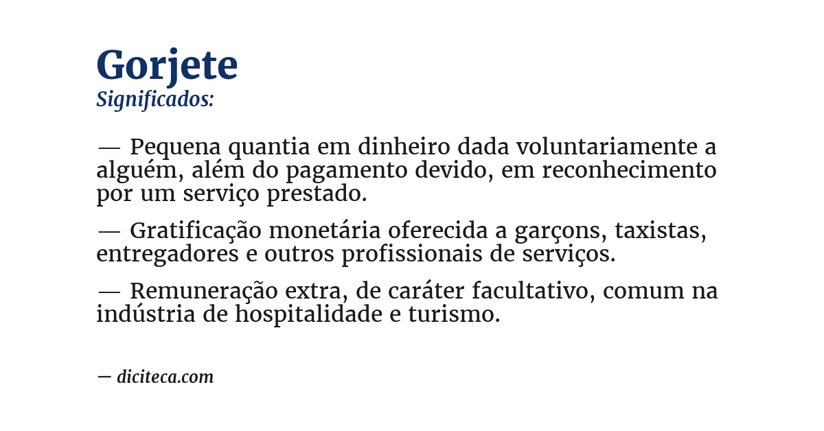 Significado de gorjete