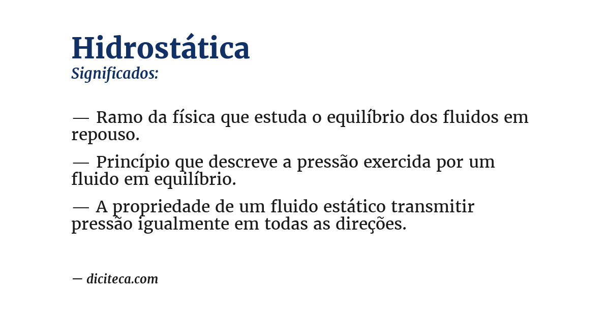 Significado de hidrostática