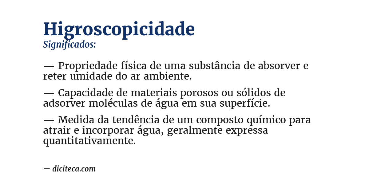 Significado de higroscopicidade