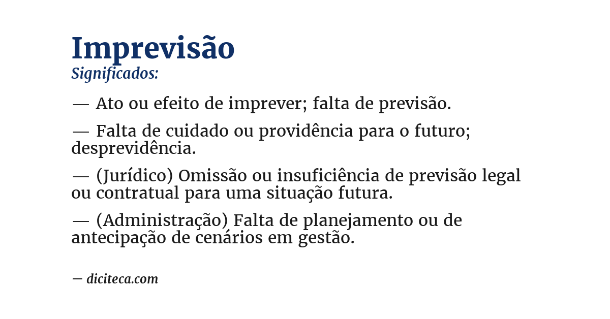 Significado de imprevisão