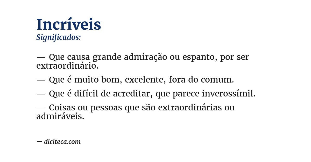 Significado de incríveis