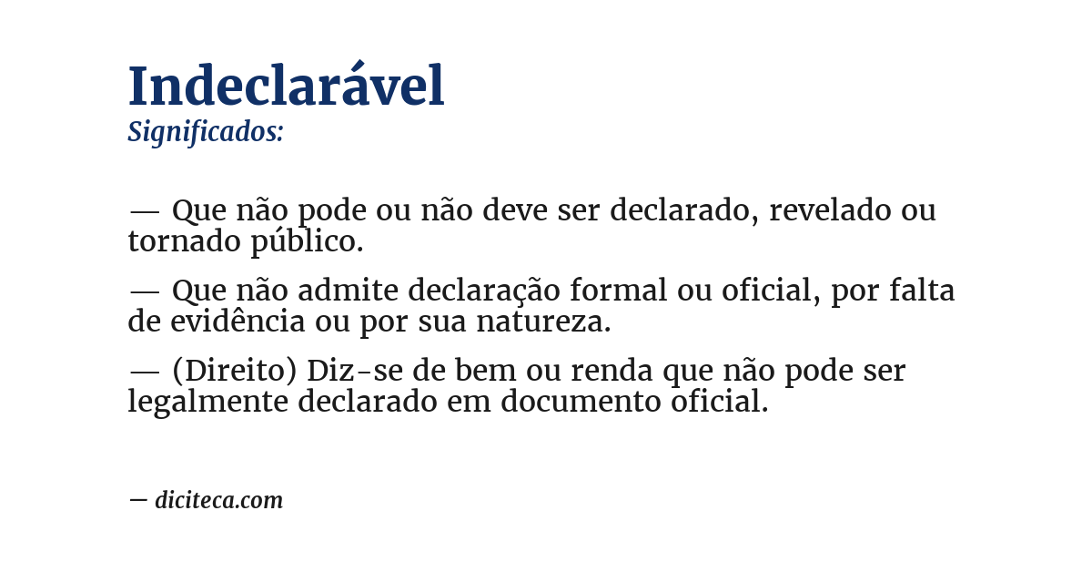 Significado de indeclarável