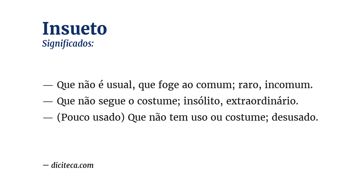 Significado de insueto