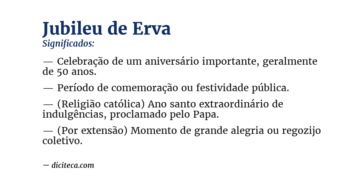 Significado de jubileu de erva