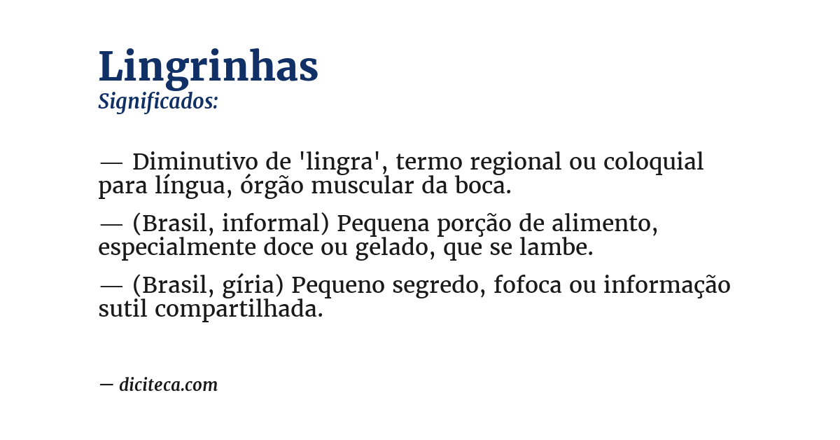 Significado de lingrinhas
