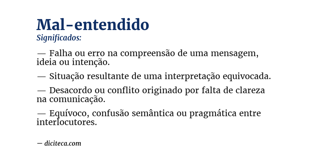 Significado de mal-entendido