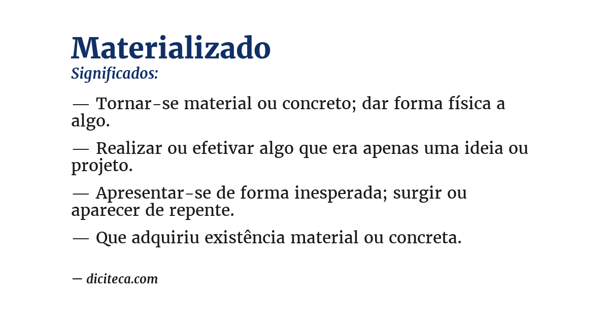 Significado de materializado
