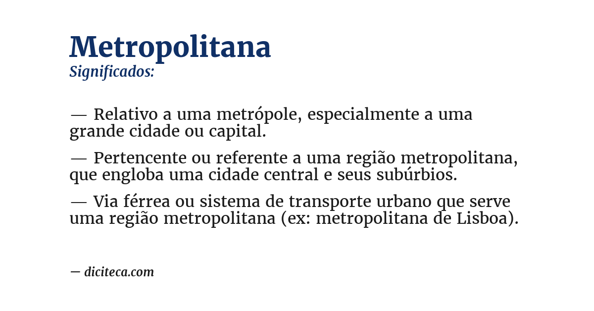 Significado de metropolitana