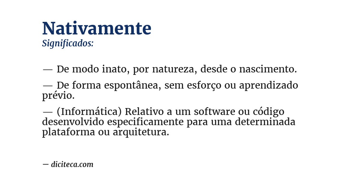 Significado de nativamente