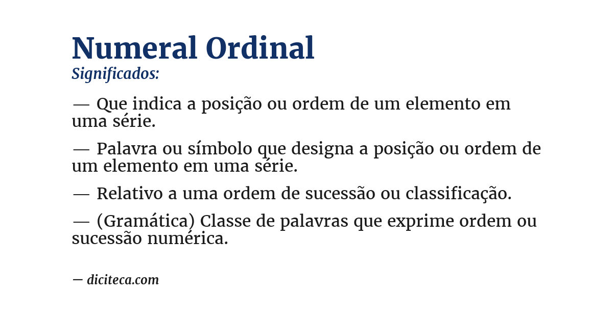 Significado de numeral ordinal