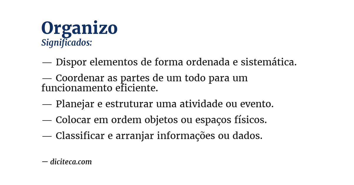 Significado de organizo
