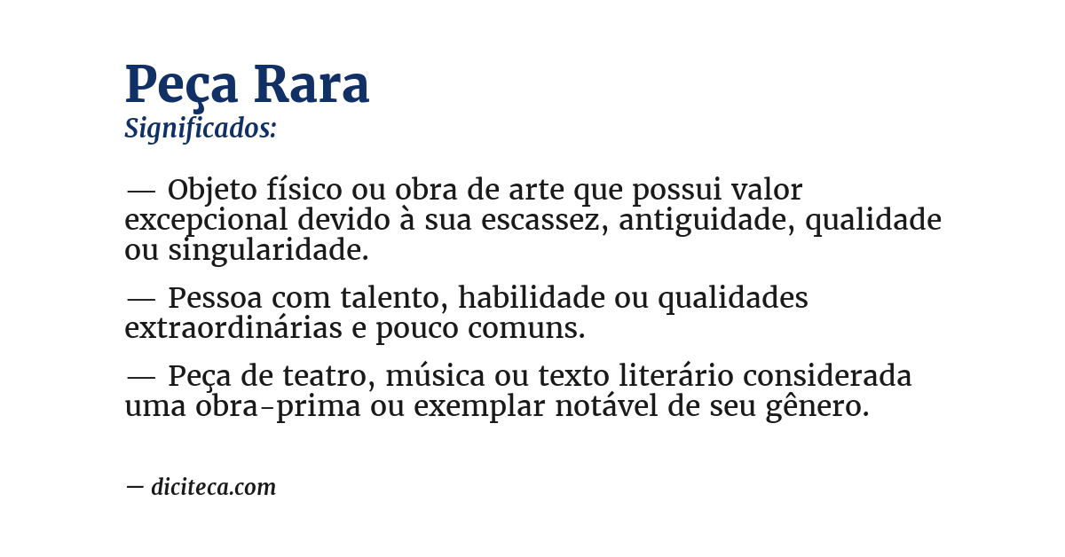 Significado de peça rara