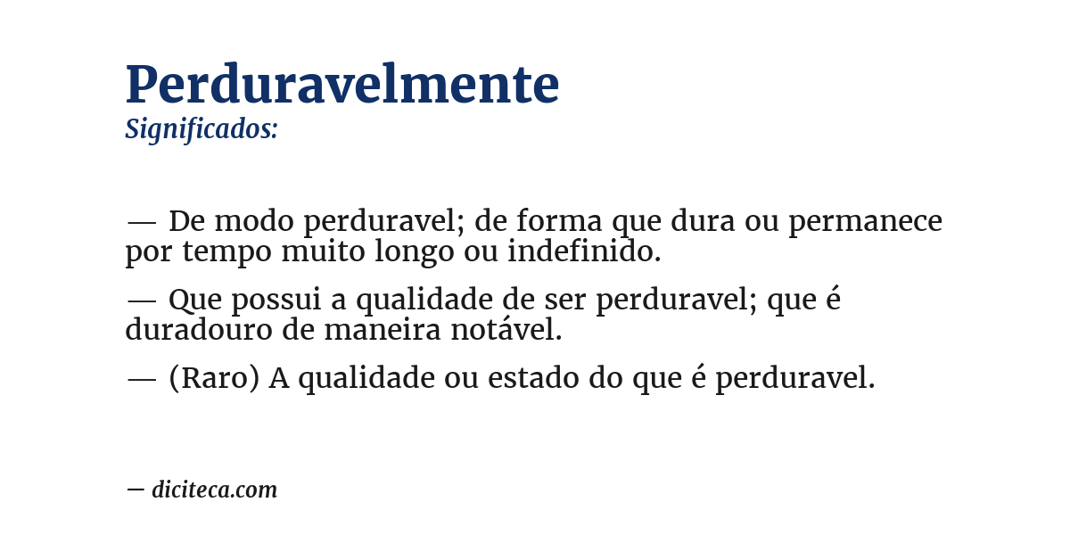Significado de perduravelmente