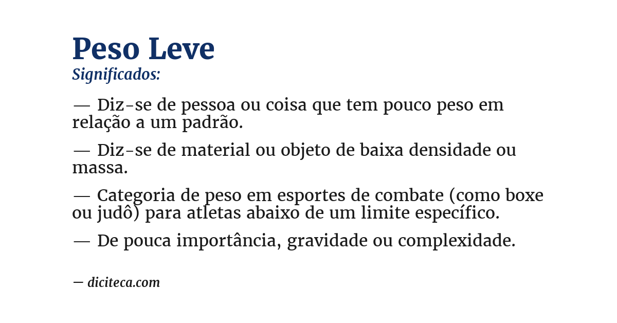 Significado de peso leve