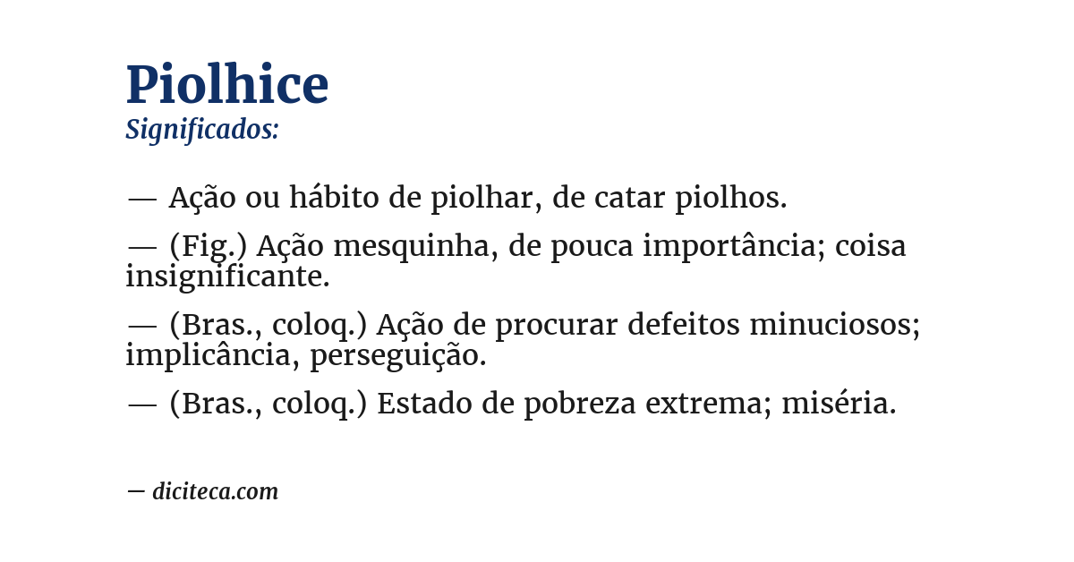 Significado de piolhice
