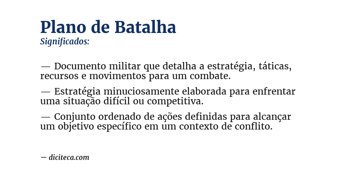 Significado de plano de batalha