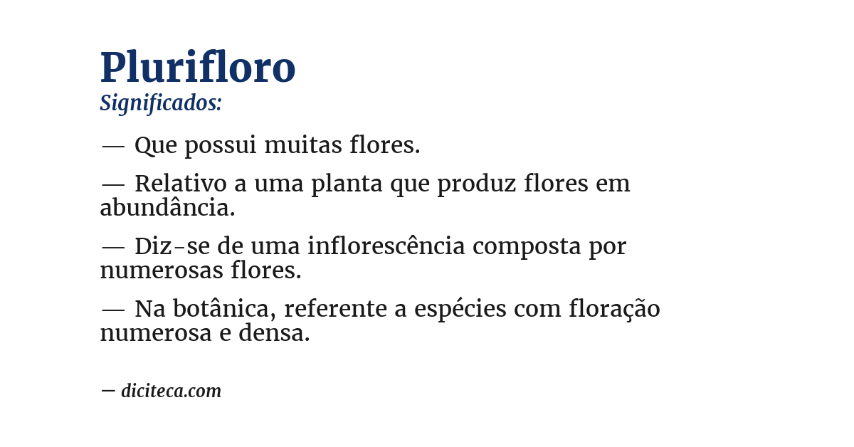 Significado de plurifloro