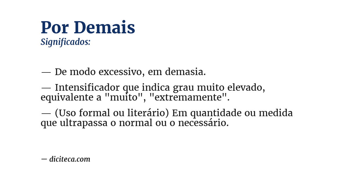 Significado de por demais