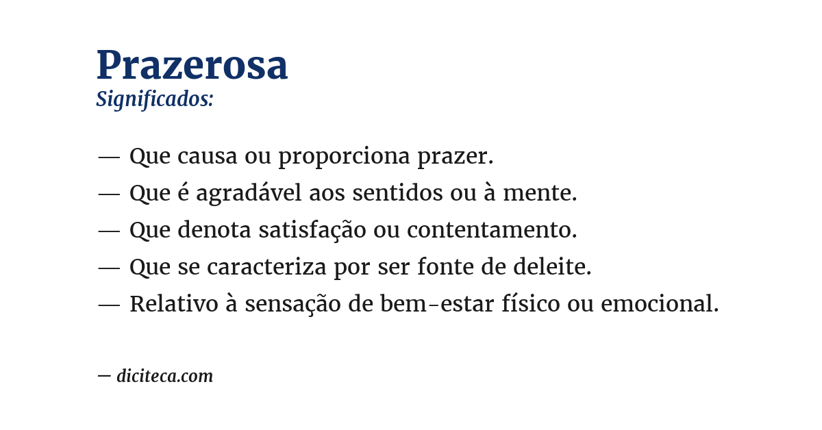 Significado de prazerosa