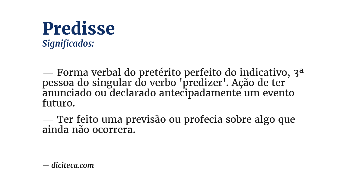 Significado de predisse